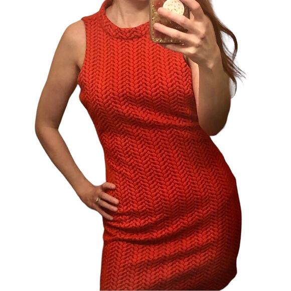 SUGARLIPS Red Knit Mini Dress | XS/0-2 | Open Back Sheath | Sexy Cocktail Look - Picture 1 of 6